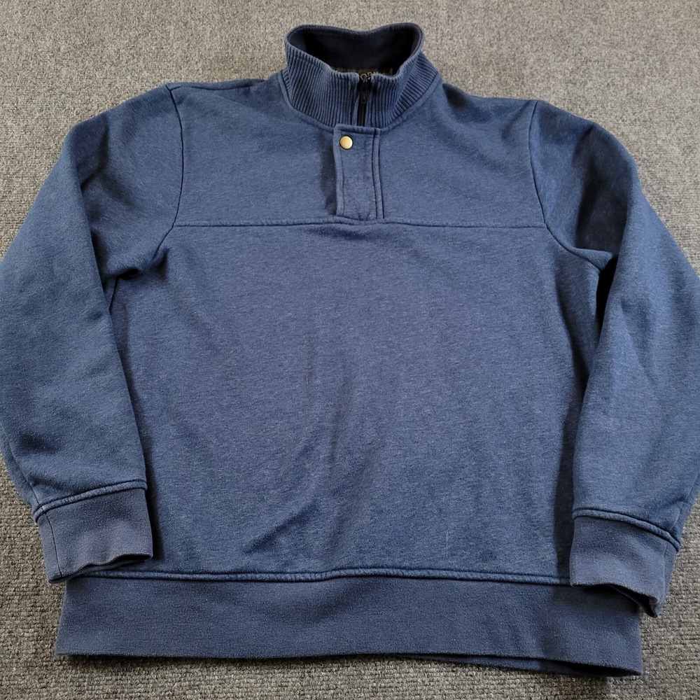 Orvis Men's Signature Fleece Jacket Men's M 1/4 Zip Snap Sweatshirt Blue 615914